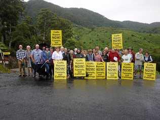 TUNNELS A MUST: Coffs Bypass Action Group members at Shepherds Lane, where the bypass will go. The group is concerned promises made by the Nationals to include tunnels will be reneged post-election.