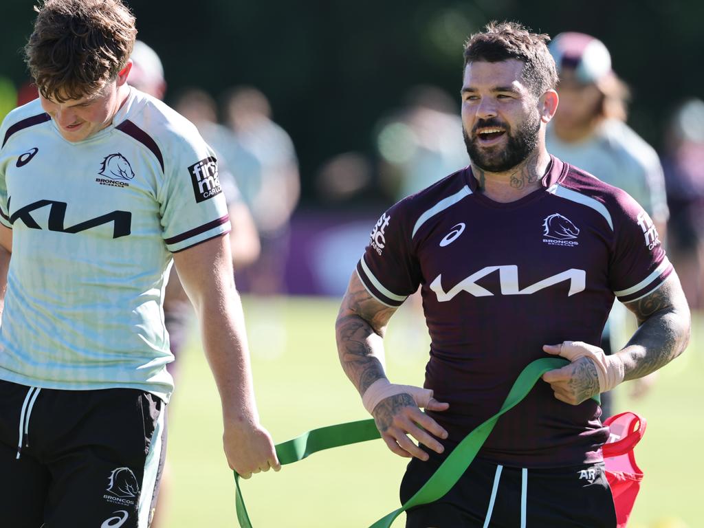 Skipper Adam Reynolds at Broncos training at Red Hill on Tuesday. Picture Lachie Millard
