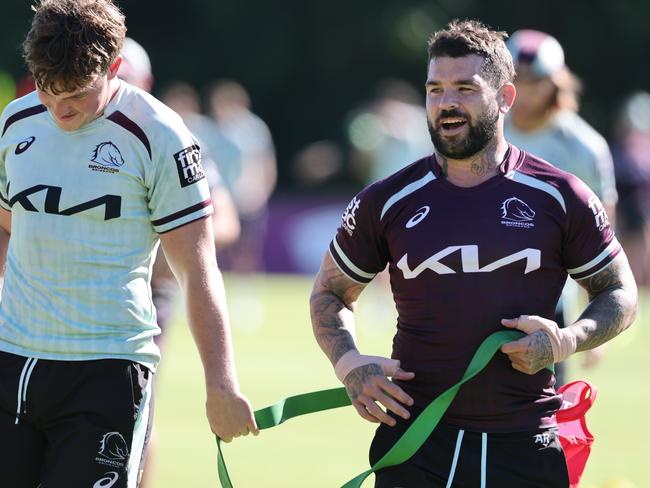 Skipper Adam Reynolds at Broncos training at Red Hill on Tuesday. Picture Lachie Millard