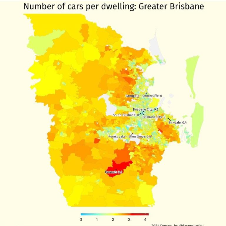 Greater Brisbane cars per dwelling.