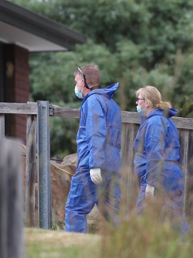 Scene at Black Snake Road Granton where a person was killed overnight and another injured after reports of gunshots. Tasmania Police in attendance. Picture: Nikki Davis-Jones