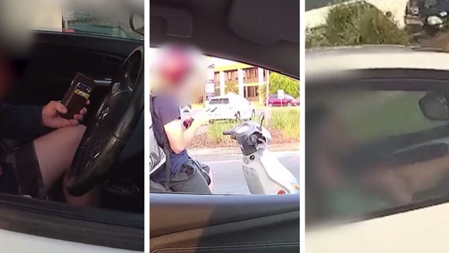 Police video footage of motorists caught using their mobile phones while driving. Picture: Supplied