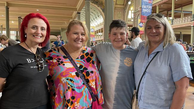 Kitty, Aniko, Harrison Shuter with Claire Shuter at Melbourne's 2024 Brickvention LEGO convention. Photo: Himangi Singh.