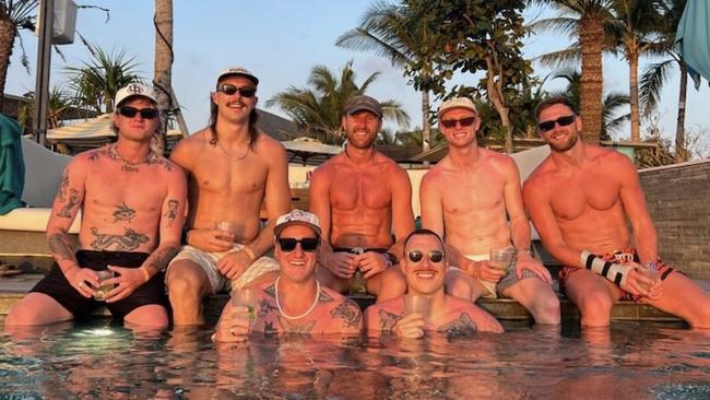 Essendon players enjoying the off-season break in Bali.