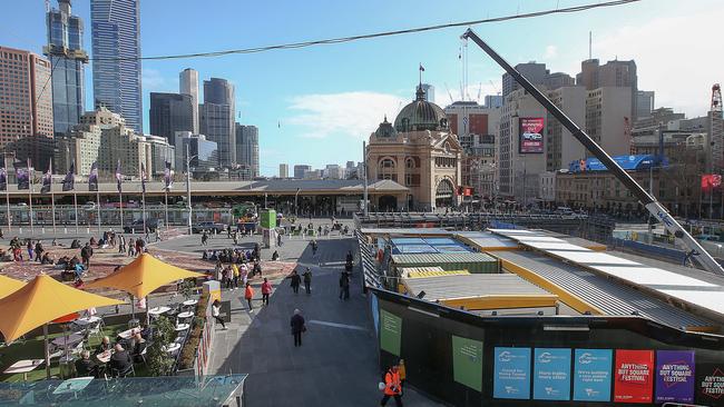 Metro Tunnel construction will force changes to the square. Picture: Ian Currie