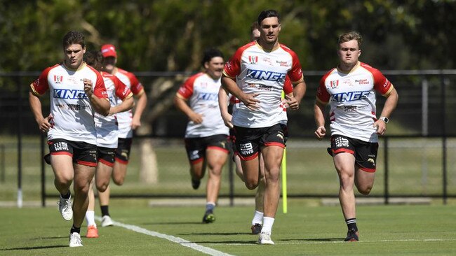 Dolphins players at their first pre-season training session. Photo: NRL Imagery