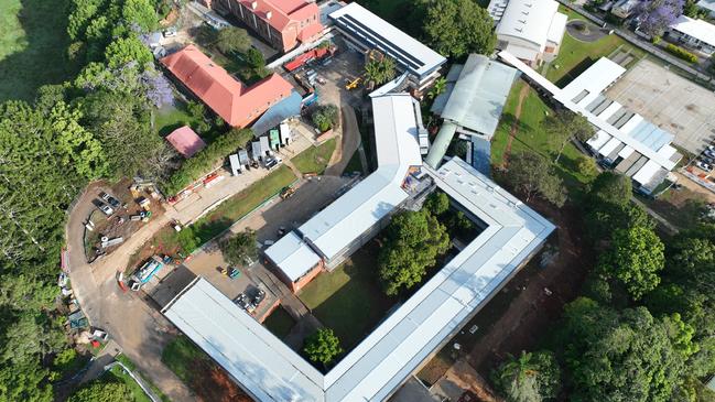 An aerial photo of refurbished Murwillumbah High School on Nullum St, Murwillumbah.