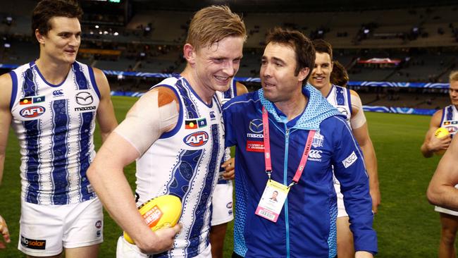 Some believe dumped North Melbourne coach Brad Scott could already be over the line at St Kilda. Picture: AFL Media/Getty Images