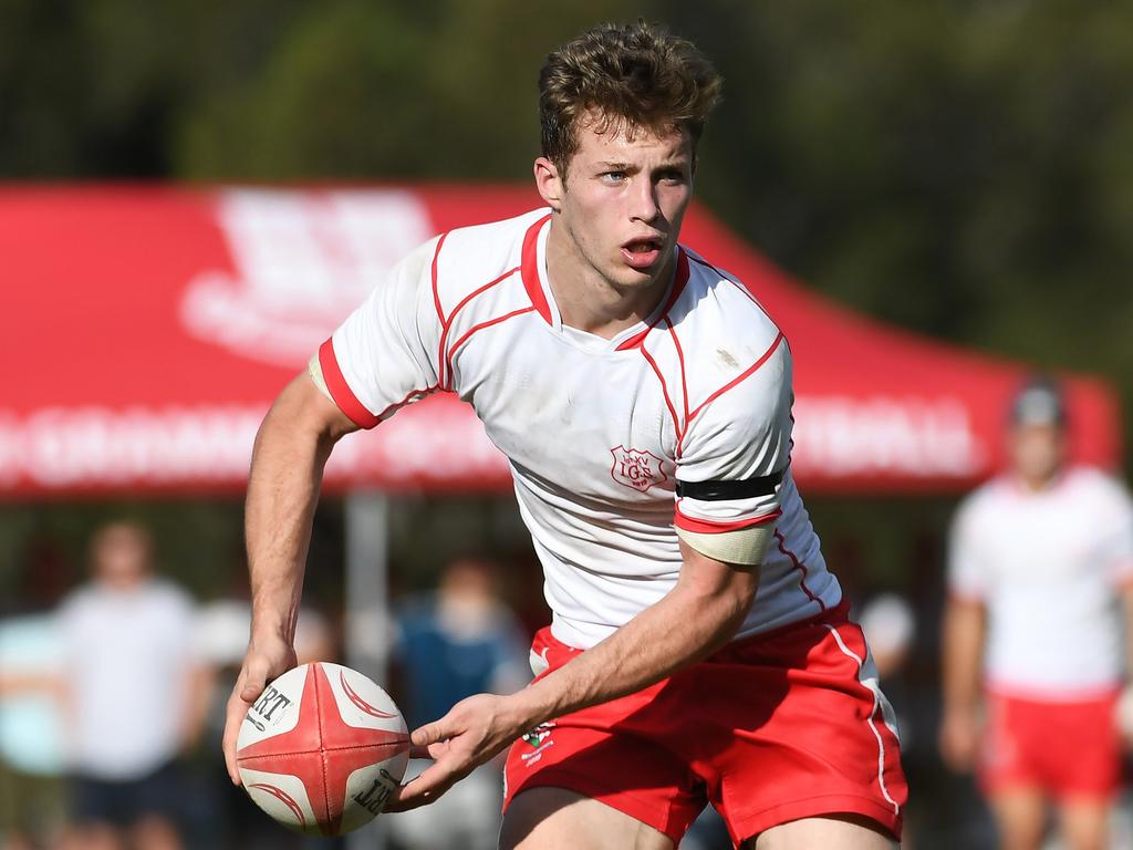 16-year-old Sam Walker playing 1st XV rugby for Ipswich Grammar School during a GPS match against Toowoomba Grammar.