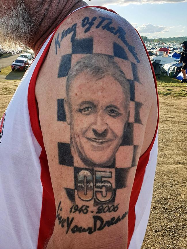 One fan’s tribute to Peter Brock which includes “Live Your Dream”. Picture: Matthew Dunn