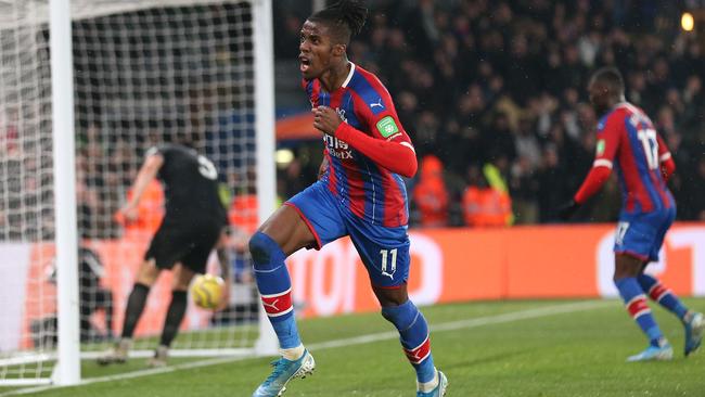 Crystal Palace’s Wilfried Zaha after scoring his side’s first goal against Brighton