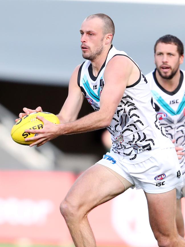 Delisted Power defender Jarrod Lienert is hoping he will receive a second chance at another AFL club. Picture: Sarah Reed