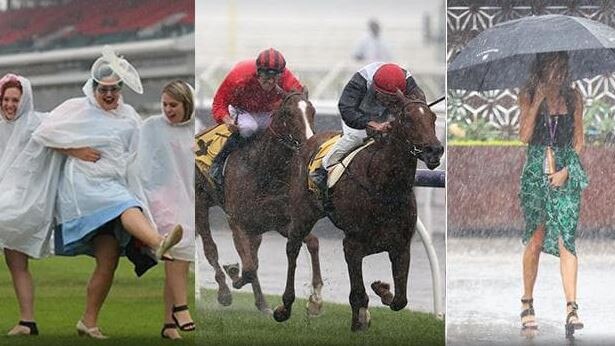 On form to celebrate Melbourne Cup Day despite the downpour.