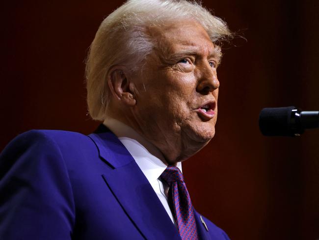 US President Donald Trump speaks during a meeting of the Republican Governors Association at the National Building Museum in Washington, DC, on February 20, 2025. (Photo by Samuel Corum / AFP)