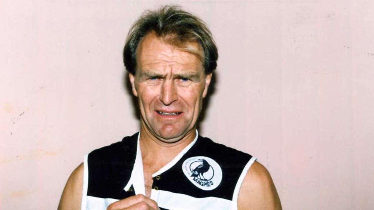 A rare photo of Graham Cornes wearing a Port Adelaide Magpies jumper