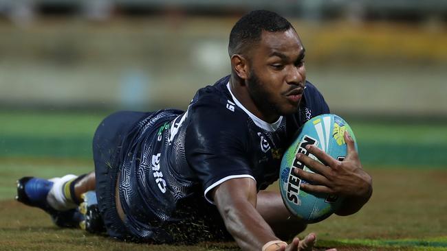 Hamiso Tabuai-Fidow was a standout for the Cowboys, scoring the try to seal their win over the Dragons. Picture: NRL Photos.