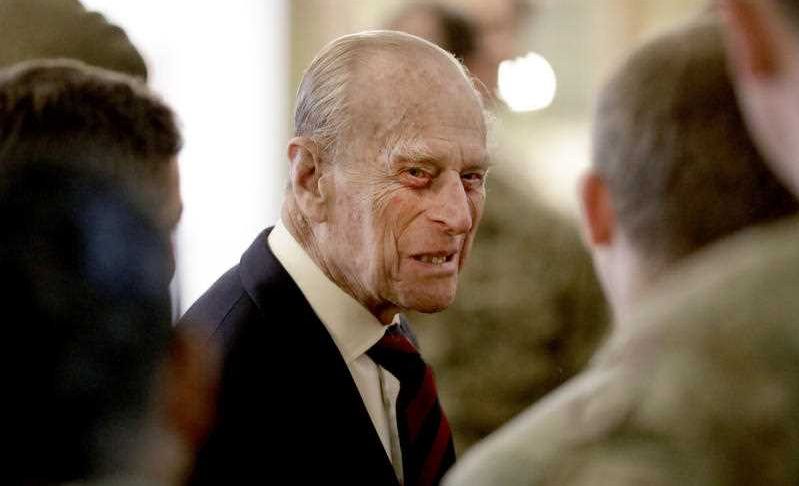  Britain's Prince Philip, in his capacity of Colonel, Grenadier Guards, chats to Sergeants from 1st Battalion Grenadier Guards in their Mess at Lille Barracks in Aldershot, England, Thursday, March 30, 2017. 