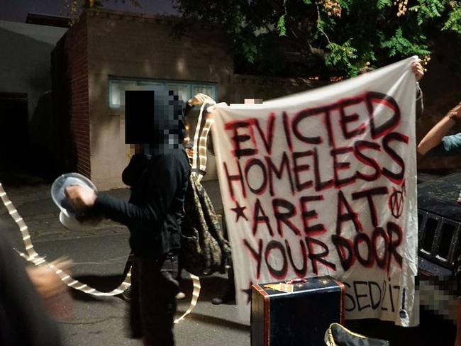 Activists protest outside Robert Doyle's house on Saturday night. Picture: Supplied