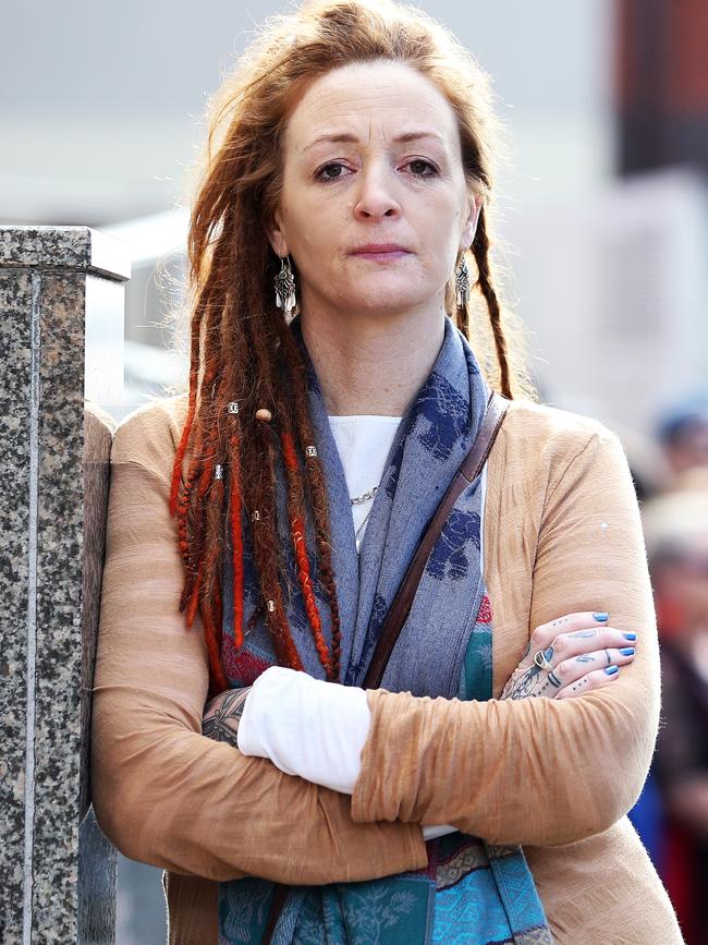 Mother of Jari Wise, Faith Tkalac outside Hobart Magistrates Court as Jari's former girlfriend, Melissa Oates attended court to enter a plea which was later adjourned. Picture: Zak Simmonds