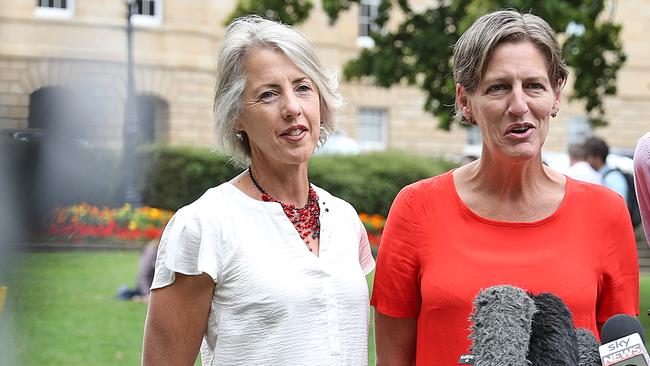 Rosalie Woodruff, left, with Greens leader Cassy O'Connor. Picture: Sam Rosewarne.