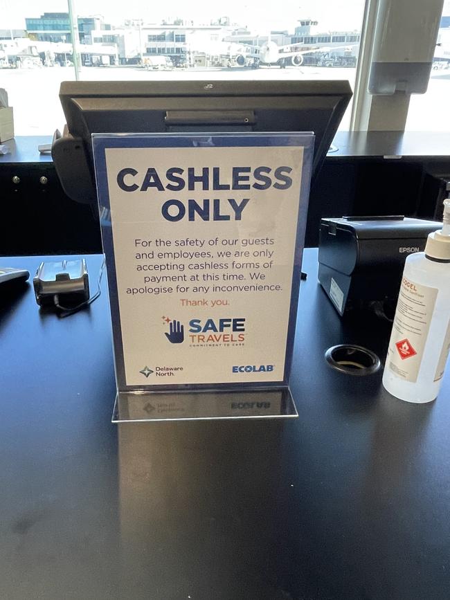 Some cafes at Melbourne Airport demand customers pay by card not cash.