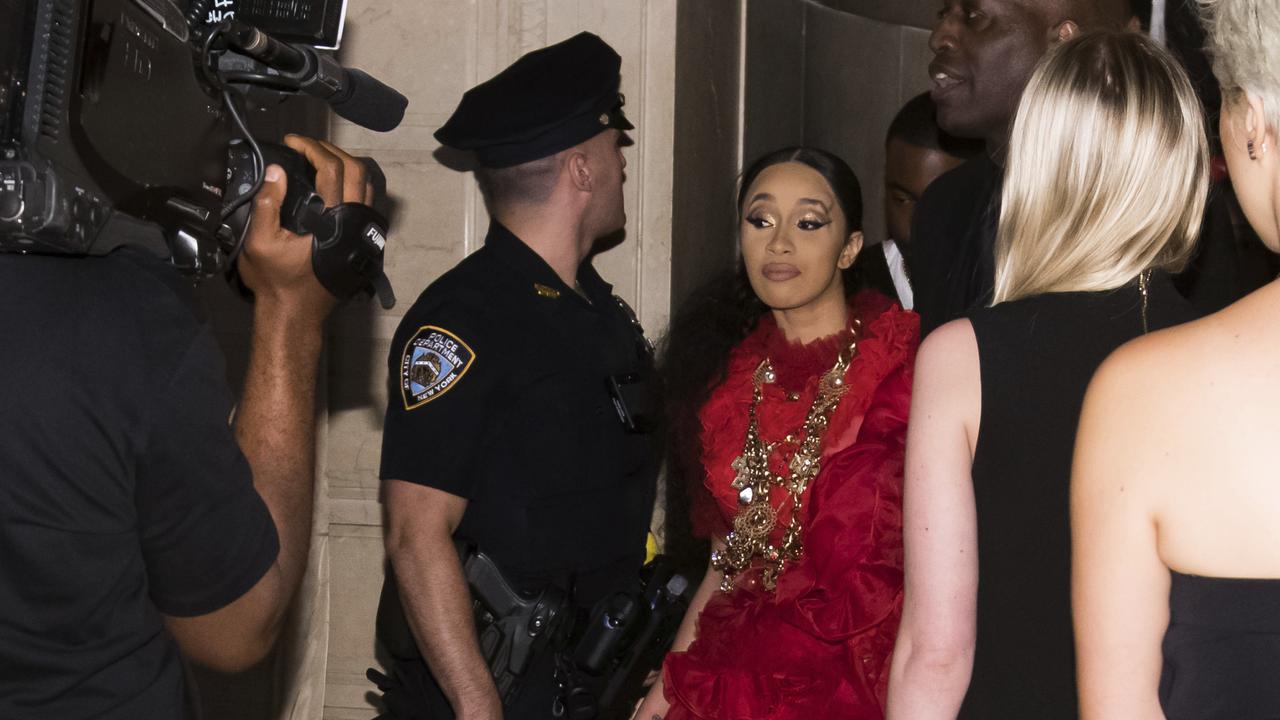 Cardi B left the party with a swollen bump on her forehead. Picture: Charles Sykes