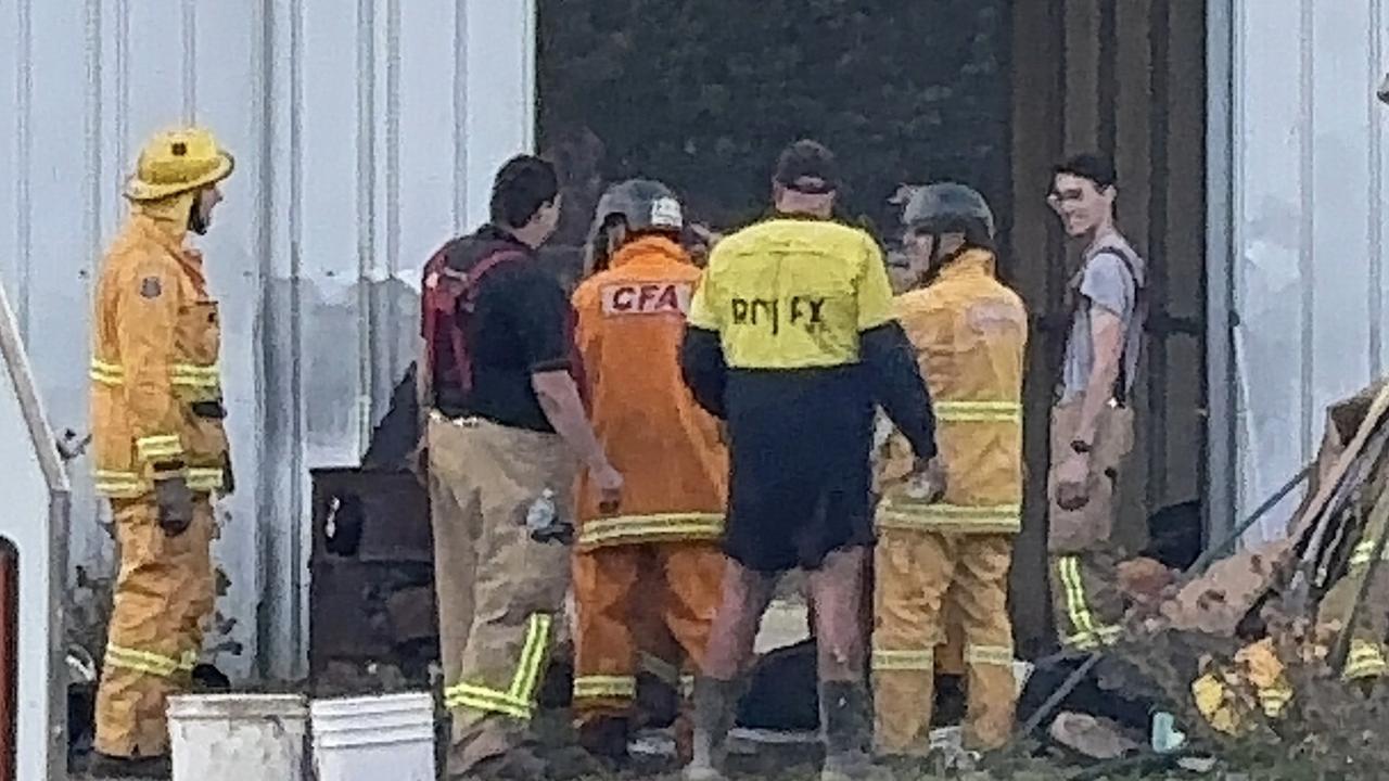 Fire crews worked to rescue a horse trapped in a pit at Moolap.