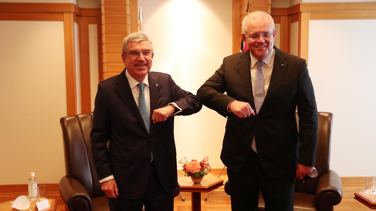 Prime Minister Scott Morrison met with Thomas Bach in Japan to reiterate the federal government’s support for the Queensland Games. Picture: Adam Taylor