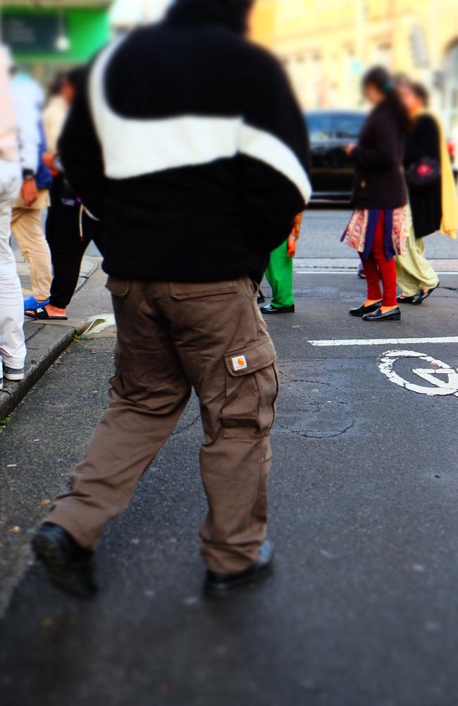 ‘They’re my whole personality,’ Carlos Gorga, 23, says of his $250 Carhartt pants. Picture: news.com.au/James Weir