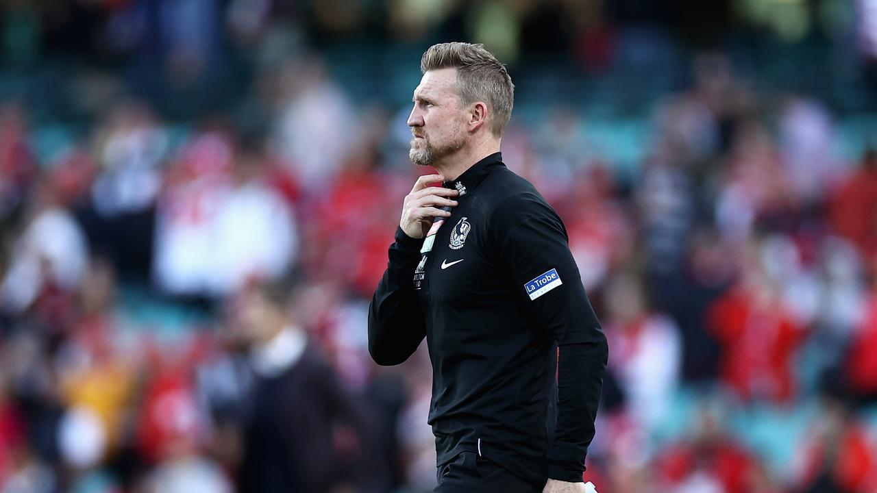 Magpies head coach Nathan Buckley. Picture: Cameron Spencer