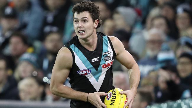 Darcy Byrne-Jones is a rising star of Port Adelaide’s defence. Picture: Sarah Reed