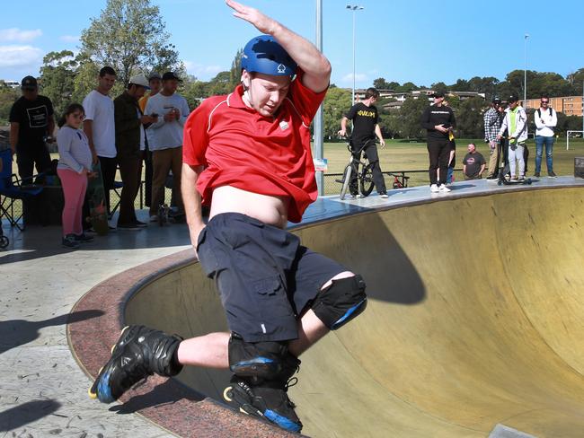 Edwin England at the official opening of the skate park, which is drawing more pedestrians. Picture: Mark Scott