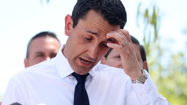 Leader of the Opposition David Crisafulli during media conference outside Cleveland Youth Detention Centre, Townsville. Picture: Liam Kidston.