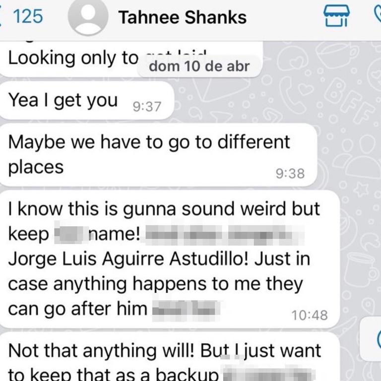 Missing Whitsunday woman Tahnee Shanks sent this strange text to her friend a few weeks before she went missing in Mexico. Picture: Supplied