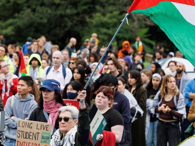 Pro-Palestinian rally and tent city at Sydney University. Picture: NCA NewsWire