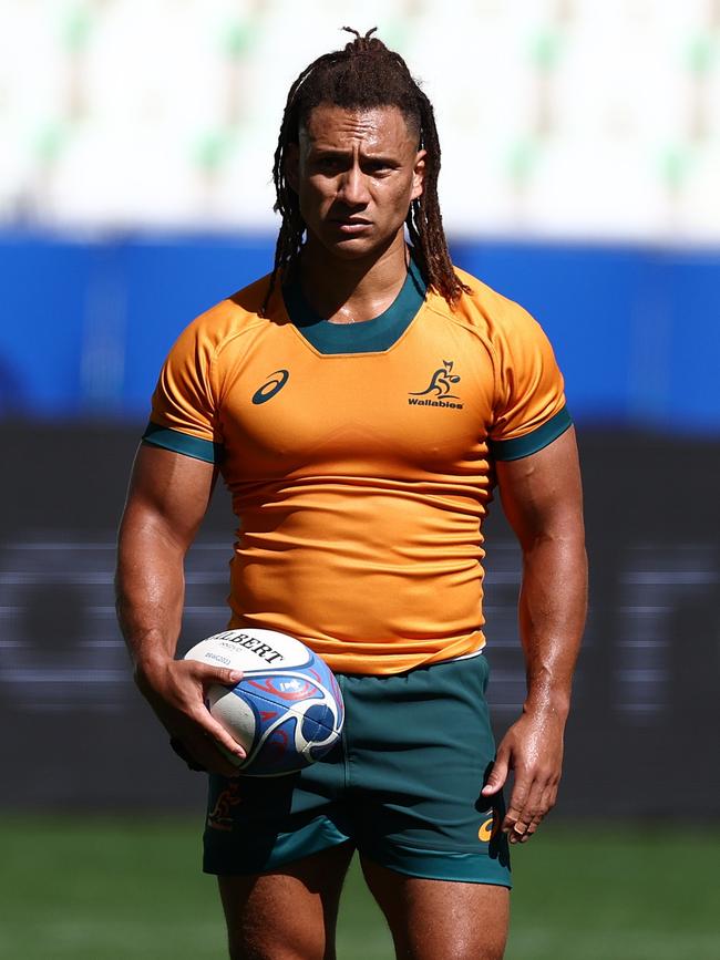 Issak Fines-Leleiwasa was used off the bench by the Wallabies. Picture: Getty Images