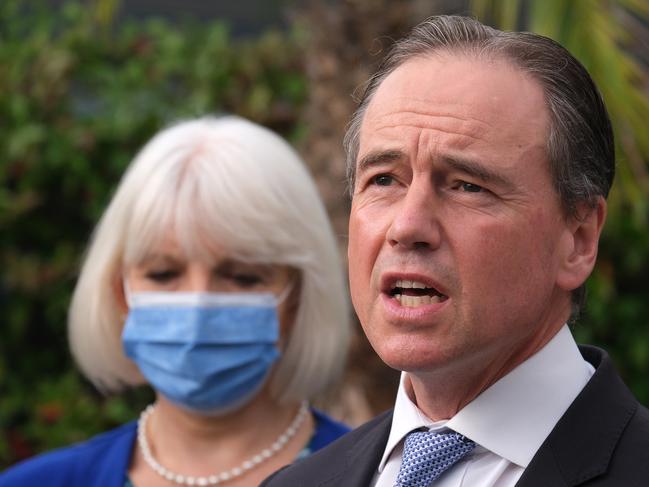 Health Minister Greg Hunt says vaccinated Australians will get travel priority. Picture: NCA NewsWire / Luis Enrique Ascui