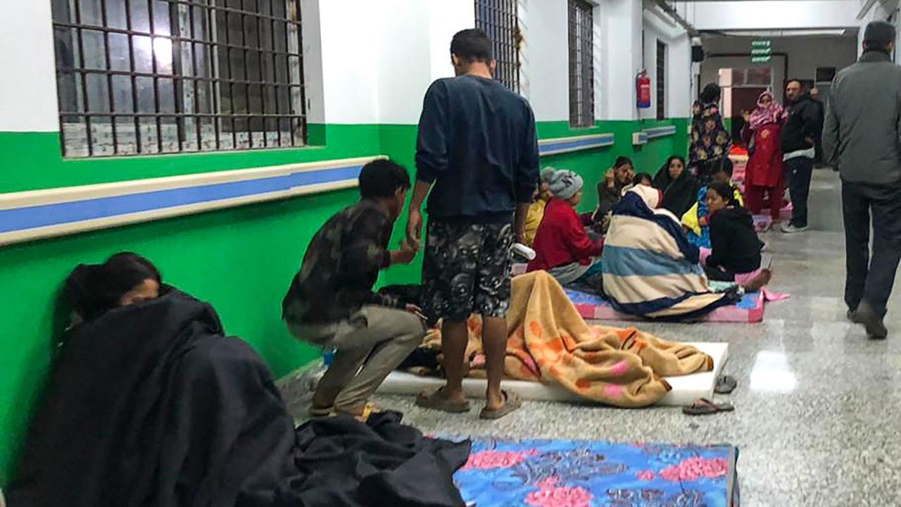 Survivors are seen at a corridor of the Jajarkot district hospital. Picture: AFP