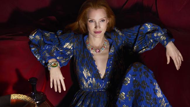 Jessica Chastain for Gucci's Hortus Deliciarum collection.