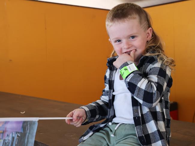 Two-year-old Axel Beilby, with his ‘skullet’ look, is Mulletfest founder Laura’s pick of the bunch. Picture: Rohan Kelly