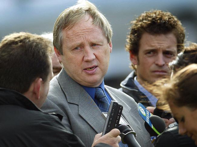 John Hook meeting the press at Hawthorn training.