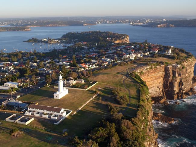 Drone vision looking out over Vaucluse towards the city. Picture: Joshua Hulm