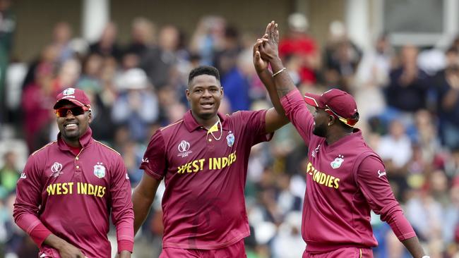 West Indies' Oshane Thomas (C) was ruthless as Pakistan fell to pieces. Picture: AP