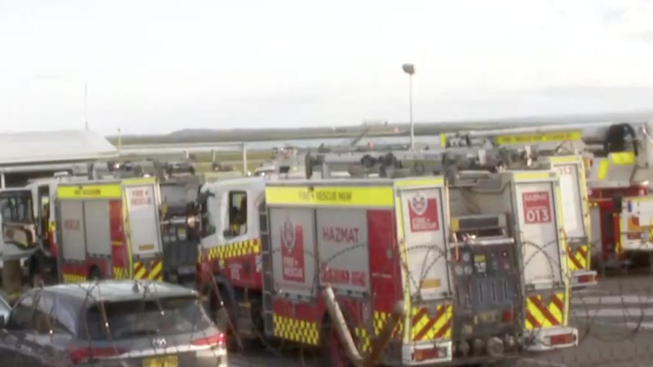 Emergency services swarmed the airport. Picture: 7News