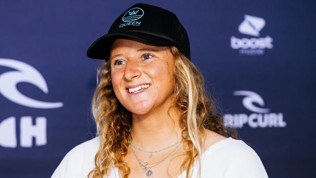 India Robinson before the Rip Curl Pro Bells Beachin April 2022. (Photo by Matt Dunbar/World Surf League)