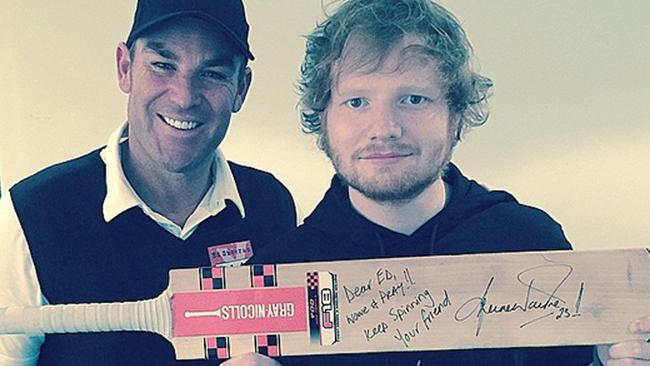 Warne with Ed Sheeran.