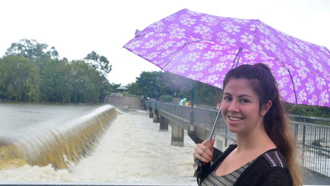 Wet weather in Townsville. Water flows over Aplins Weir. Jasmine Punch from Annandale. Picture: Evan Morgan