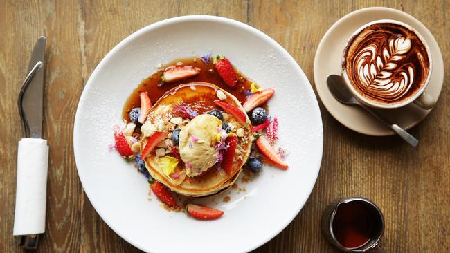 Buttermilk pancakes are a weekday option.