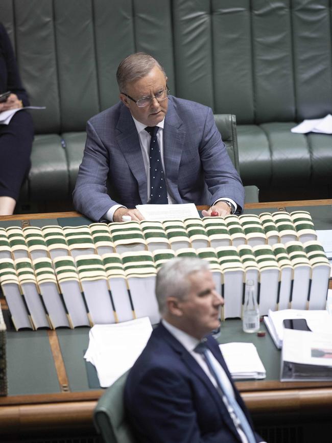 Anthony Albanese and Deputy Prime Minister Michael McCormack during question time yesterday. Picture: NCA NewsWire / Gary Ramage