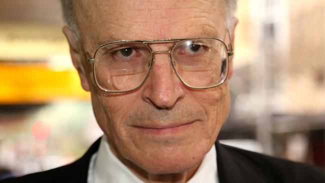 Dyson Heydon leaves the Trade Union Royal Commission today in Sydney.